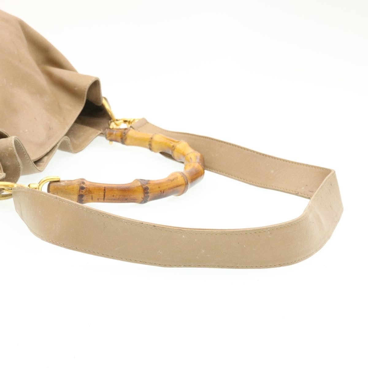 GUCCI Bamboo 2Way Shoulder Bag Hand Bag Leather Brown fm719