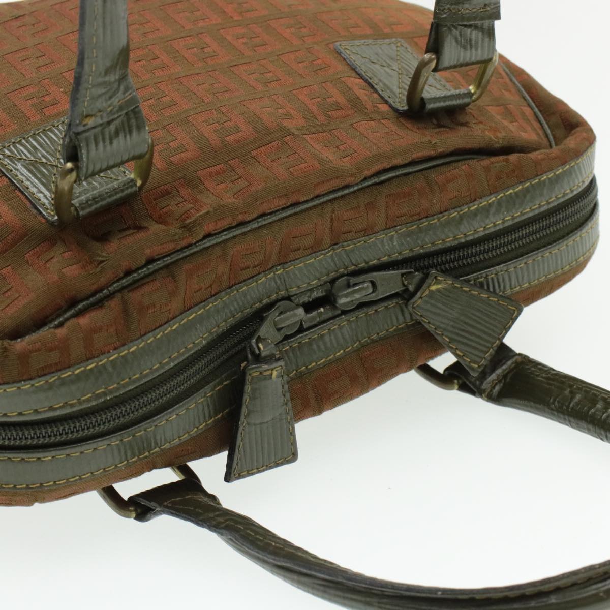 FENDI Zucchino Canvas Hand Bag Brown am060g