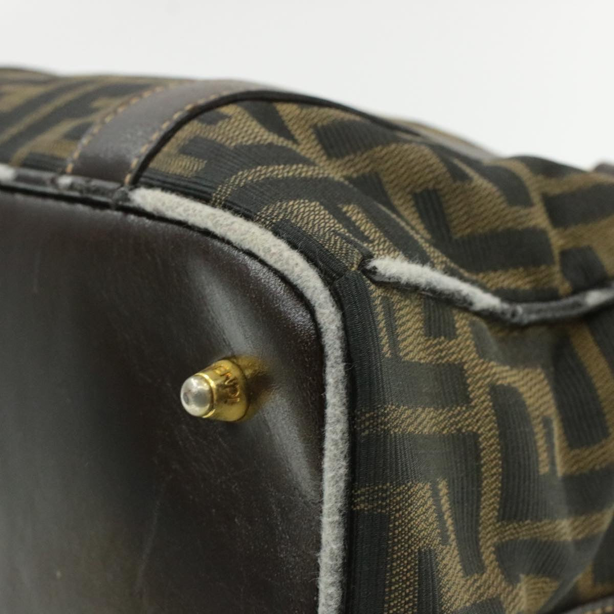 FENDI Zucca Canvas Hand Bag Black Brown am092g