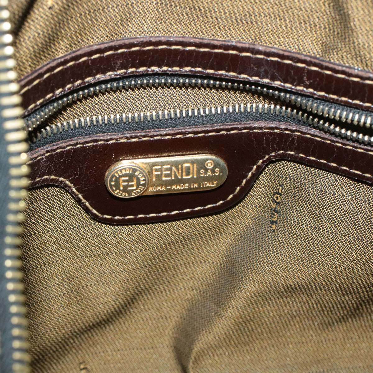 FENDI Zucca Canvas Hand Bag Black Brown am092g