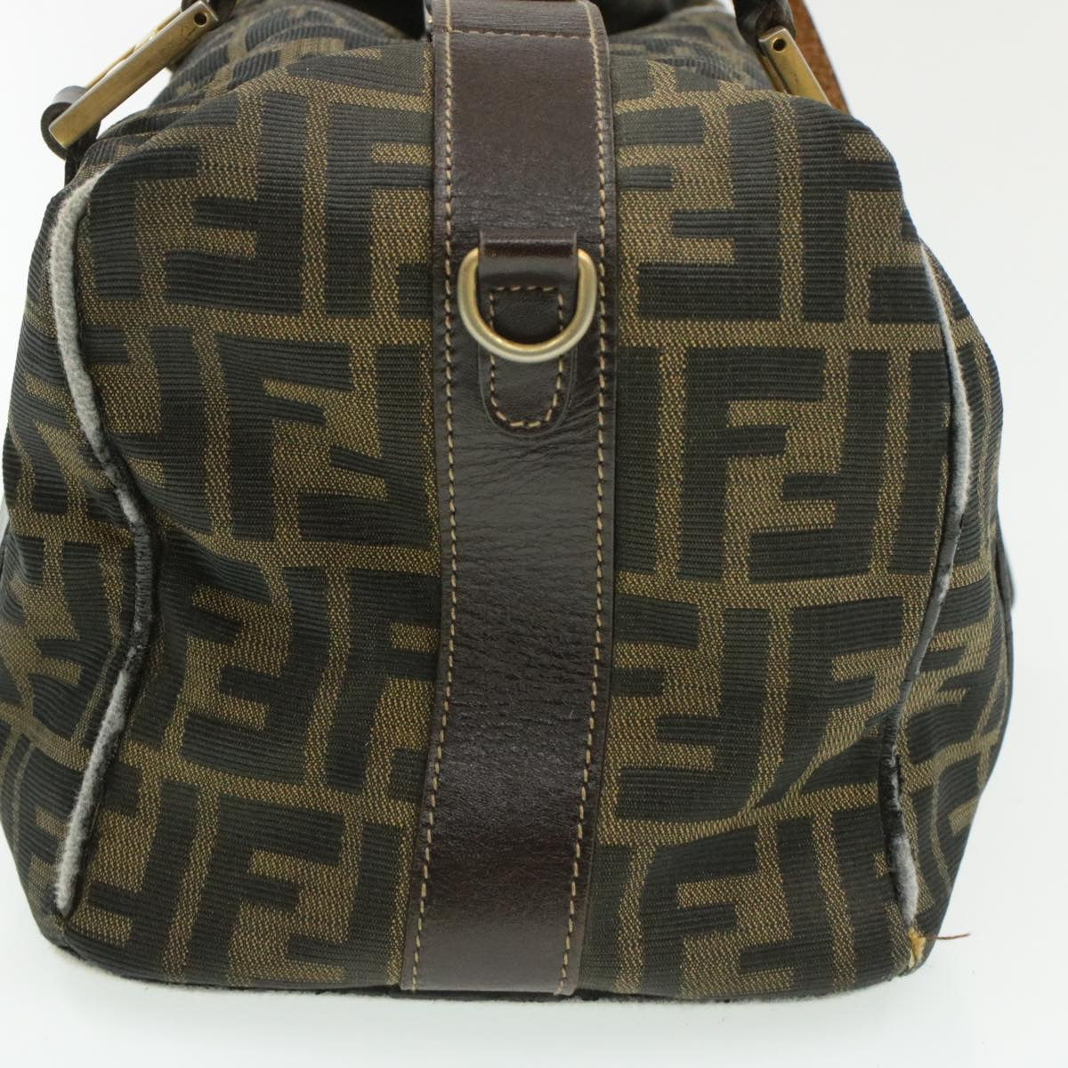 FENDI Zucca Canvas Hand Bag Black Brown am092g