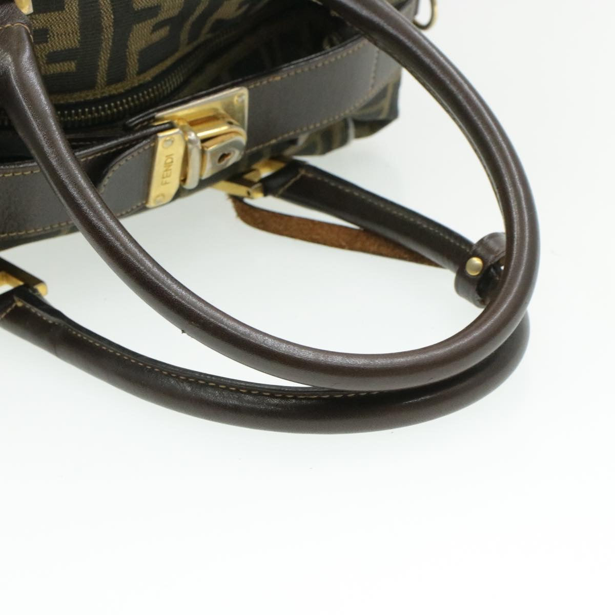 FENDI Zucca Canvas Hand Bag Black Brown am092g