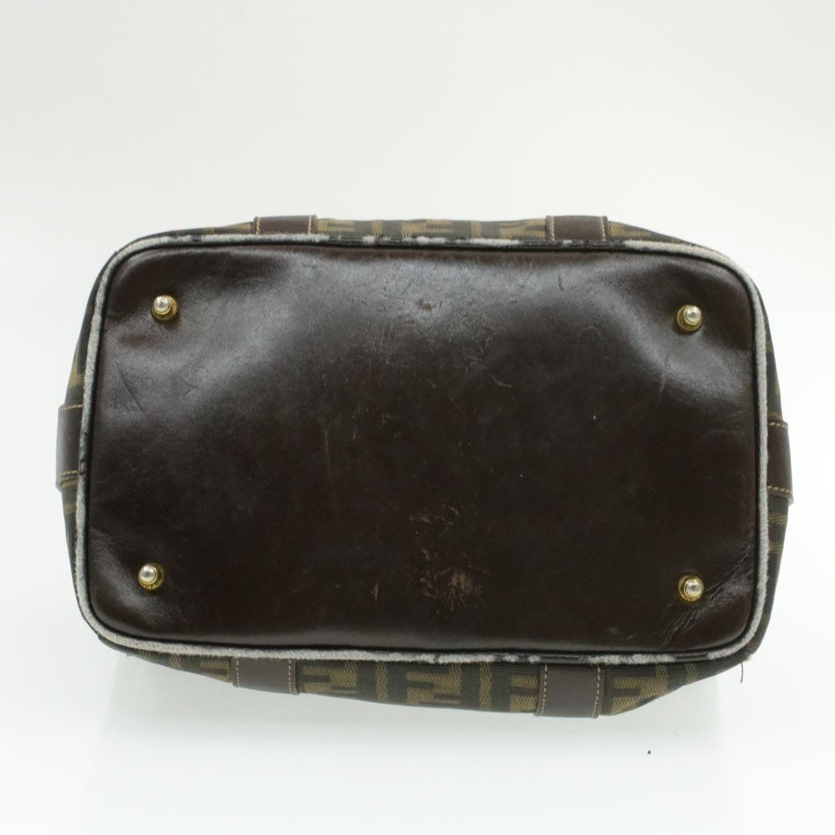 FENDI Zucca Canvas Hand Bag Black Brown am092g