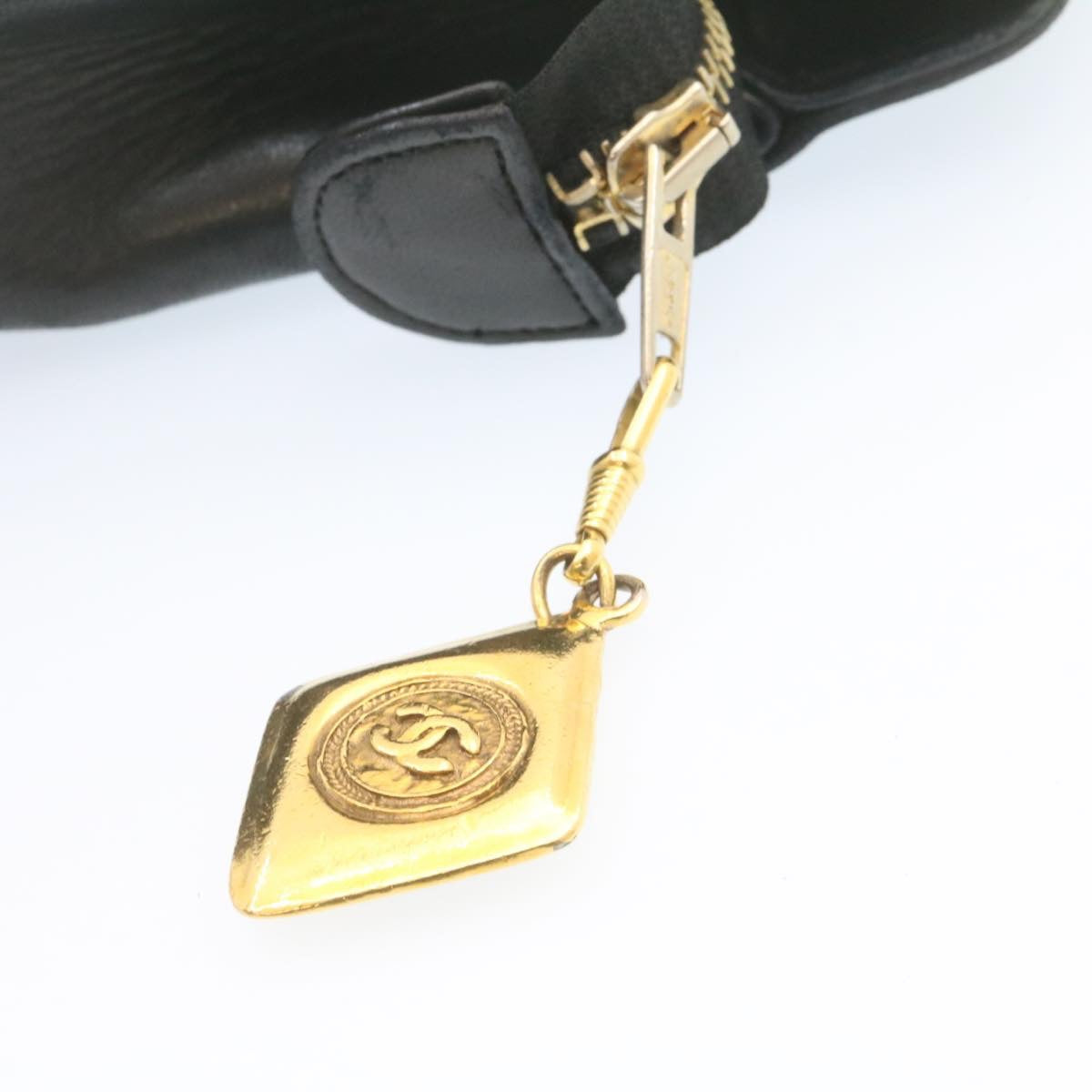 CHANEL Lamb Skin Matelasse Chain Shoulder Bag Black CC am1201gA