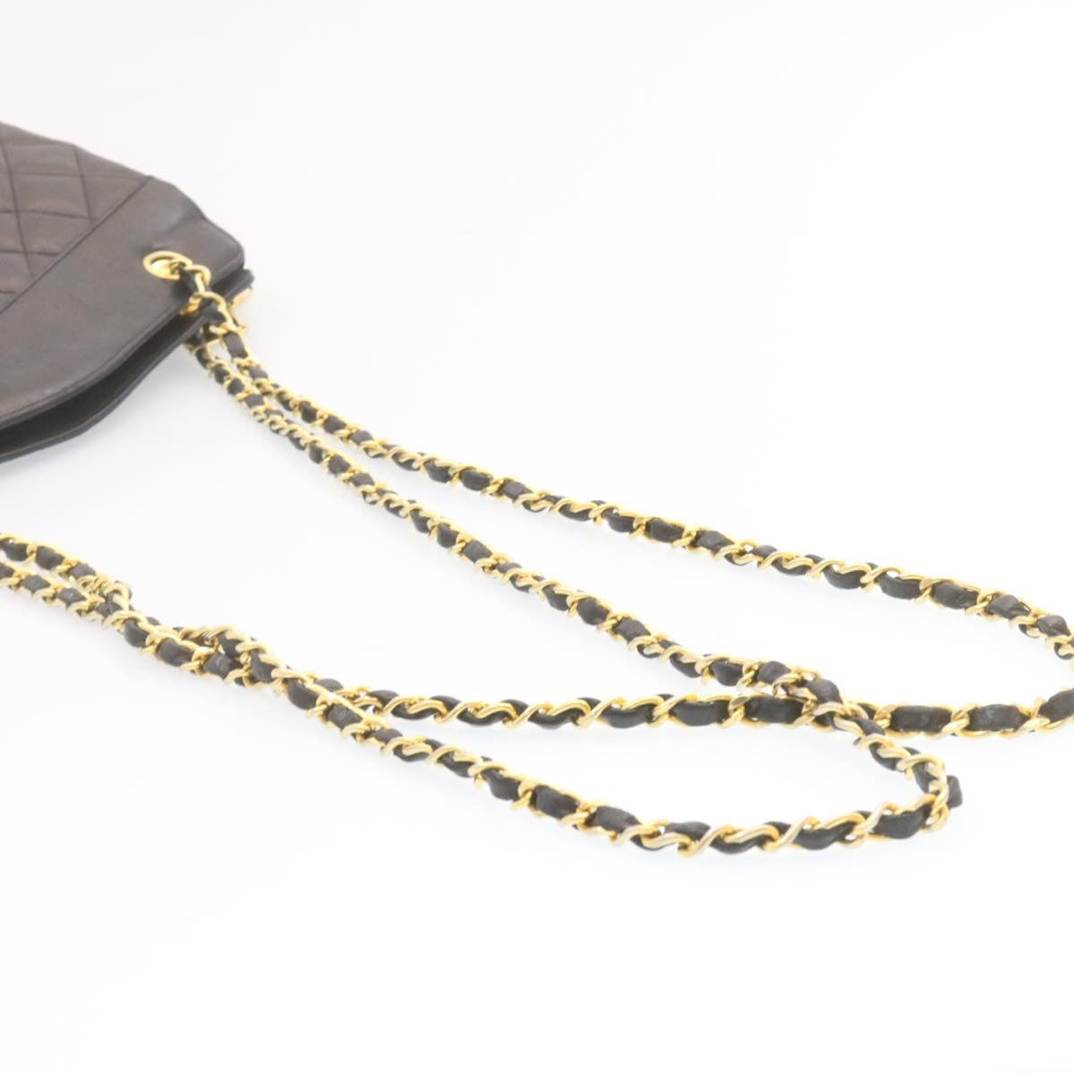 CHANEL Lamb Skin Matelasse Chain Shoulder Bag Black CC am1201gA