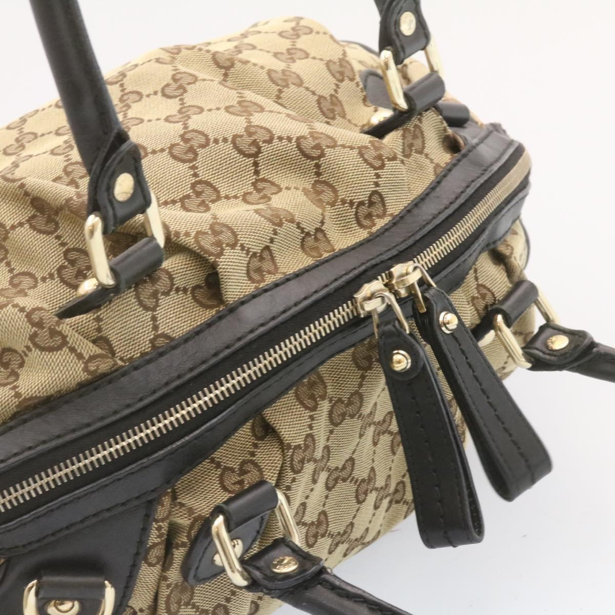 GUCCI GG Canvas Tote Bag 2way Beige Black am1226g