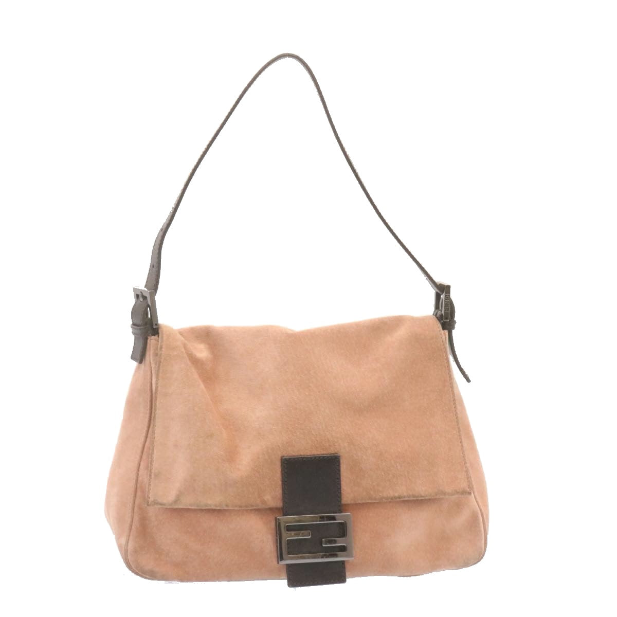 FENDI Mamma Baguette Shoulder Bag Suede Pink am1493g