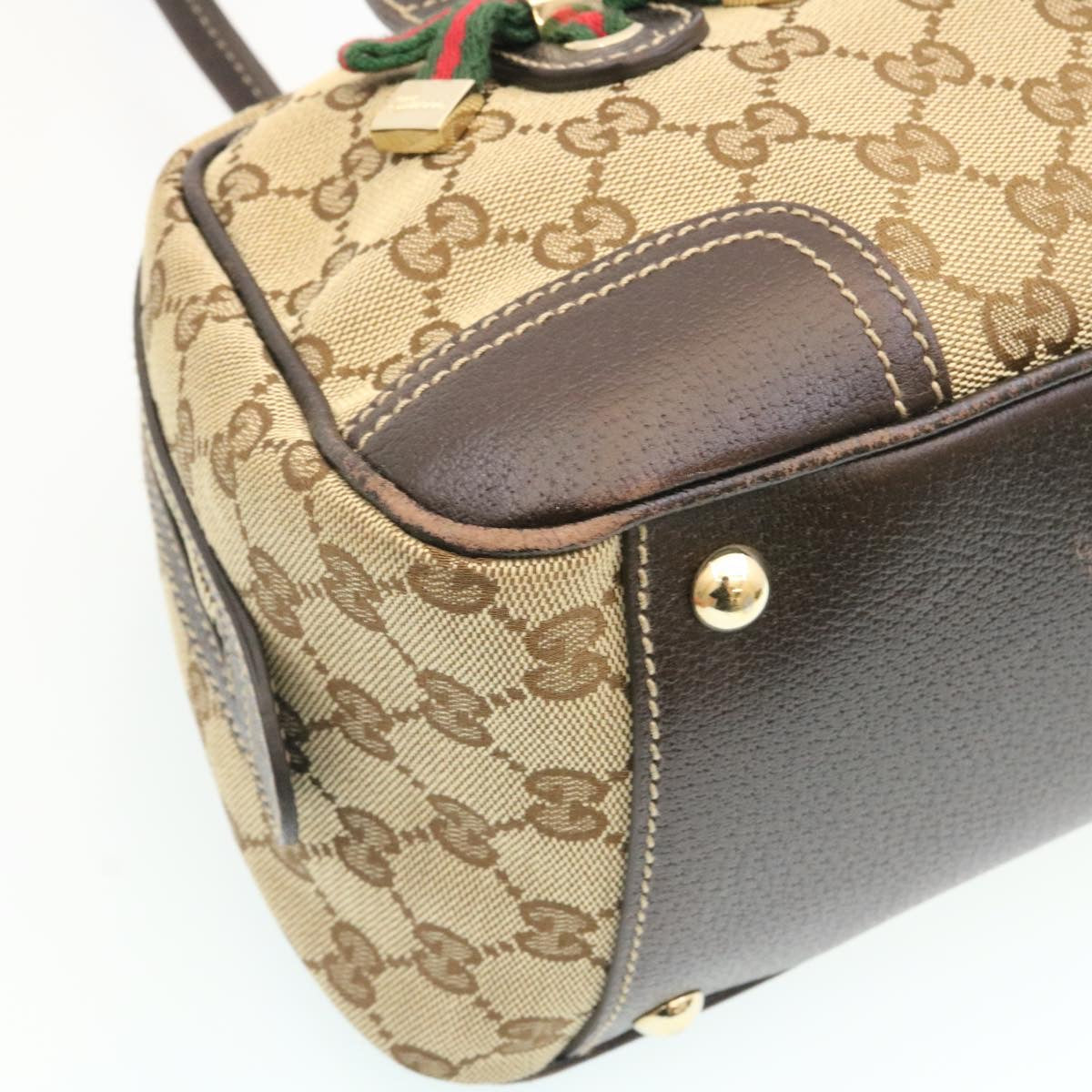 GUCCI GG Canvas Sherry Line Shoulder Bag Brown Red Green am1564g