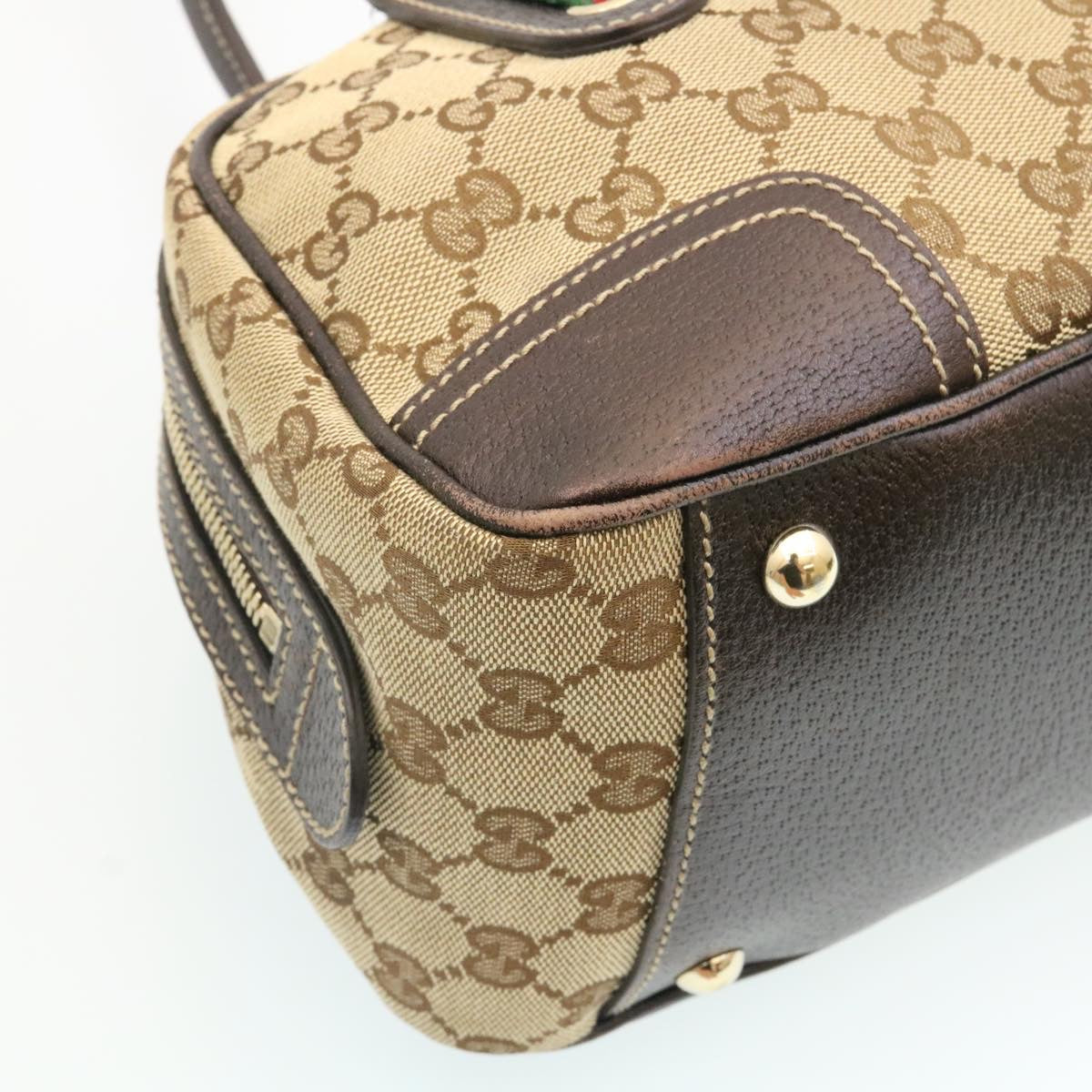 GUCCI GG Canvas Sherry Line Shoulder Bag Brown Red Green am1564g