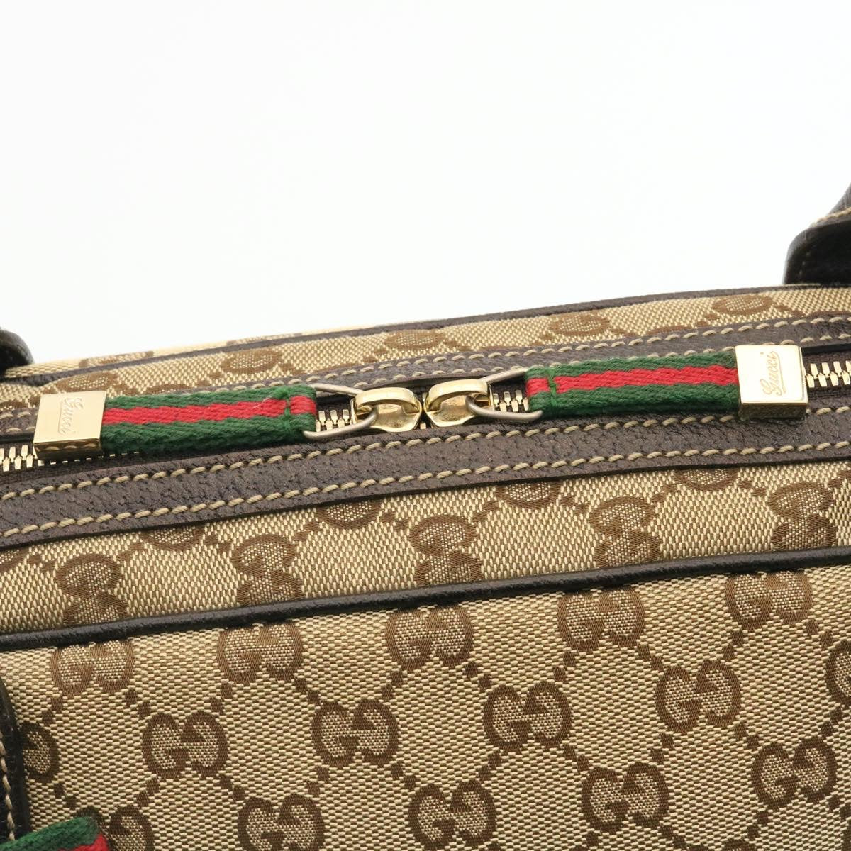 GUCCI GG Canvas Sherry Line Shoulder Bag Brown Red Green am1564g