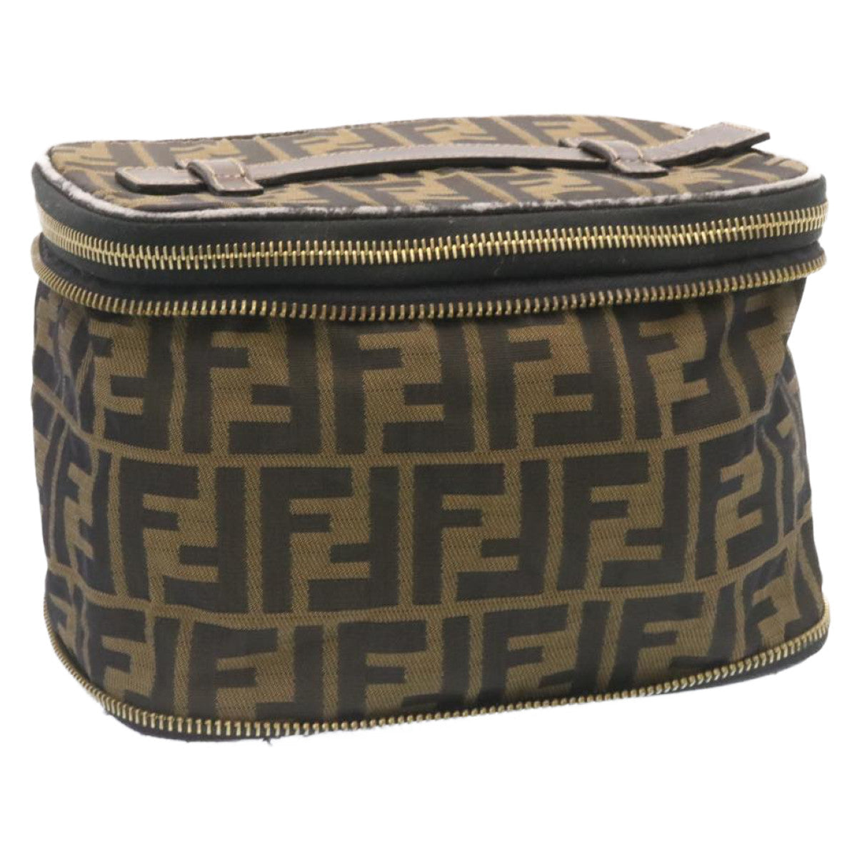FENDI Zucca Canvas Vanity Cosmetics Pouch Brown Black am1599g