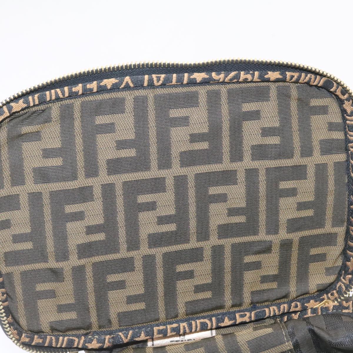 FENDI Zucca Canvas Vanity Cosmetics Pouch Brown Black am1599g