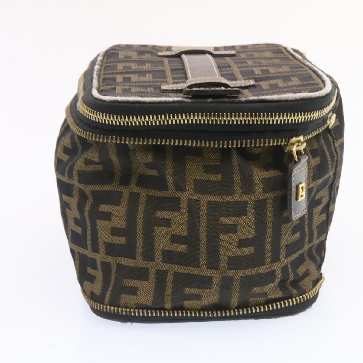 FENDI Zucca Canvas Vanity Cosmetics Pouch Brown Black am1599g