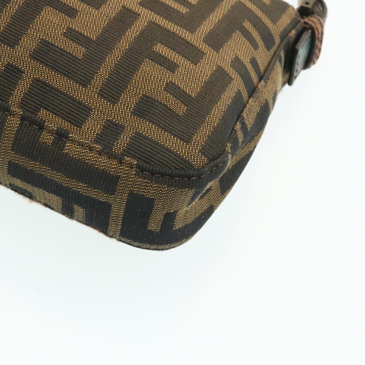 FENDI Zucca Canvas Leopard Mamma Baguette Shoulder Bag Brown Black am1632gA