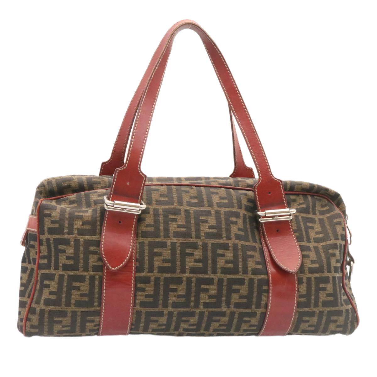 FENDI Zucca Canvas Boston Bag Brown Red am1732g