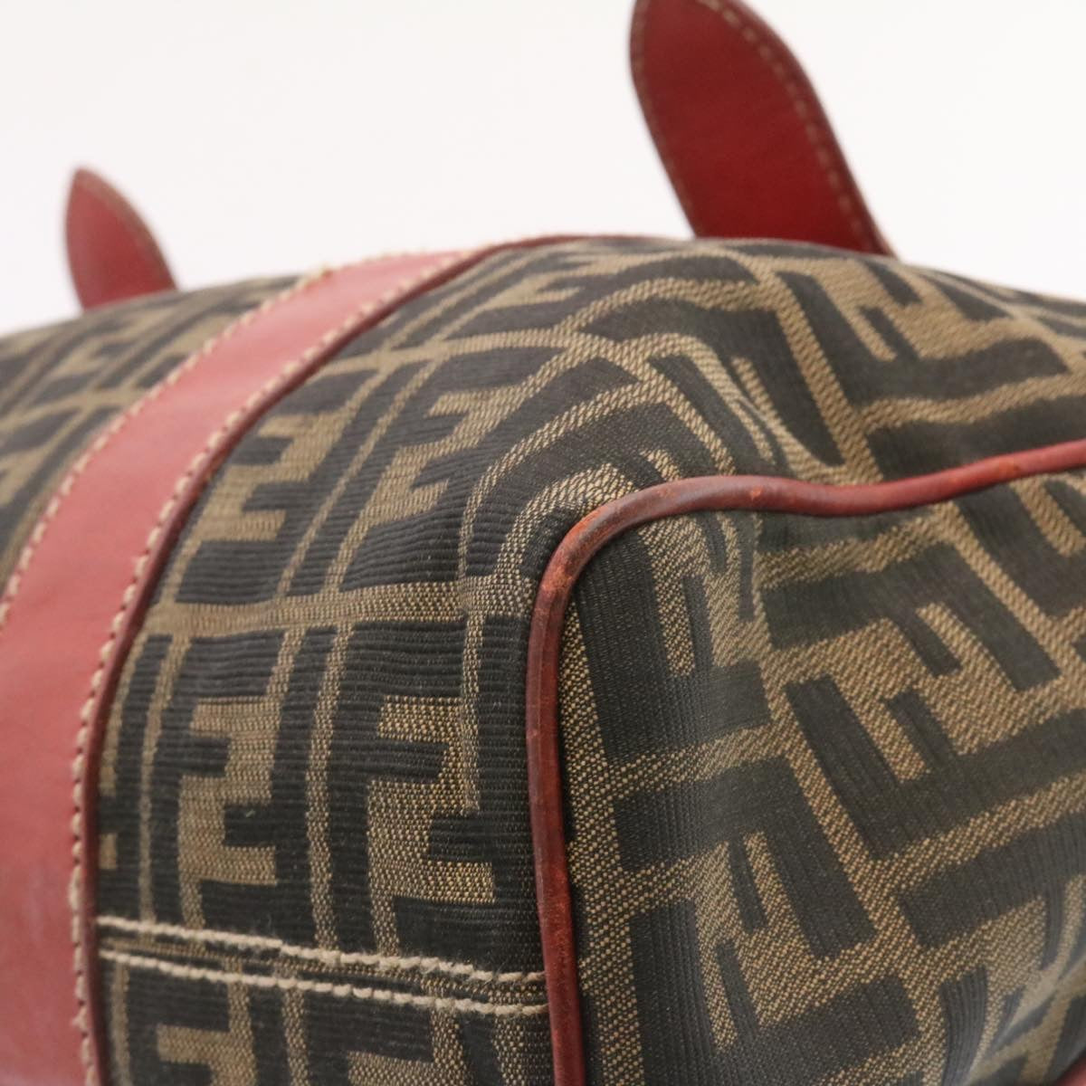 FENDI Zucca Canvas Boston Bag Brown Red am1732g