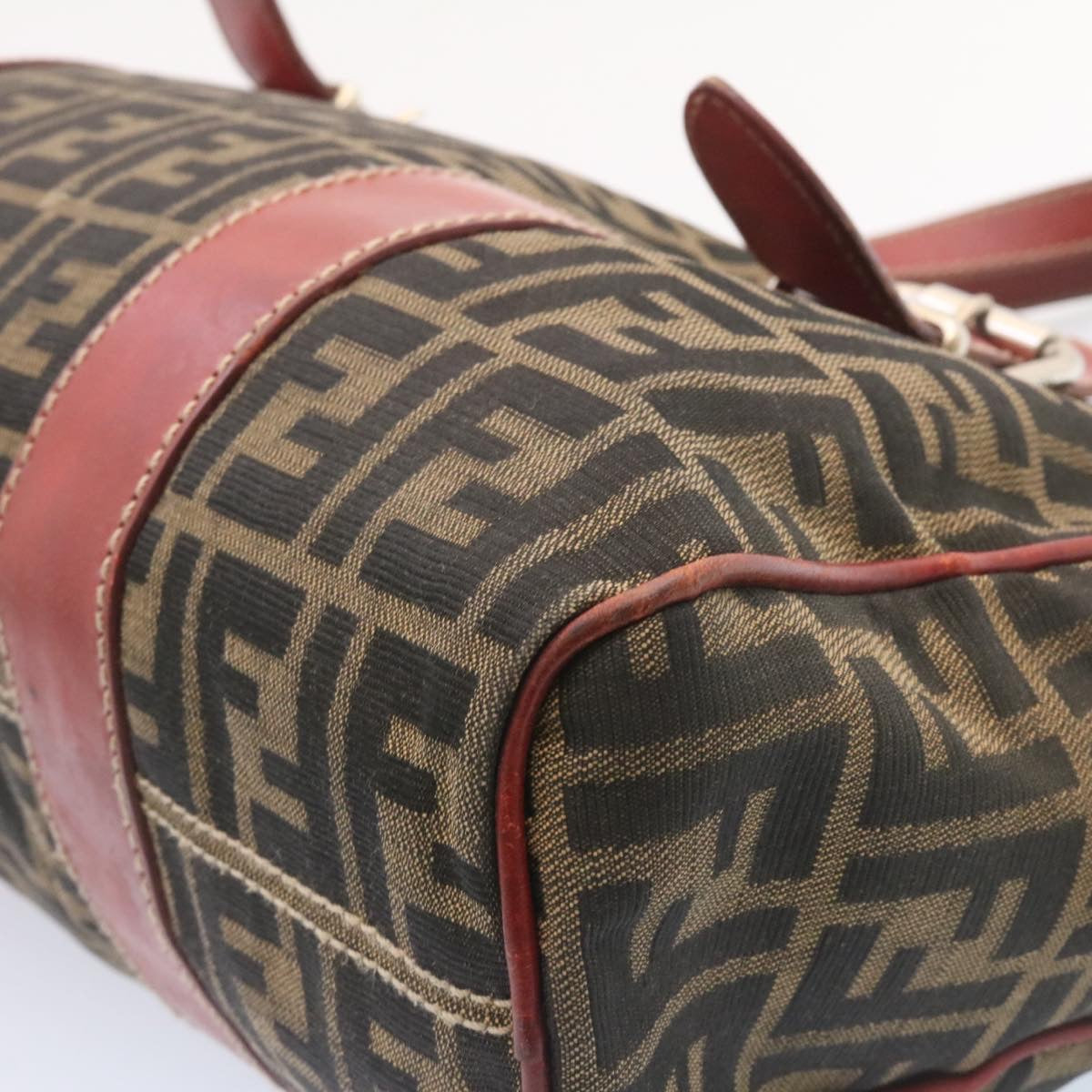 FENDI Zucca Canvas Boston Bag Brown Red am1732g