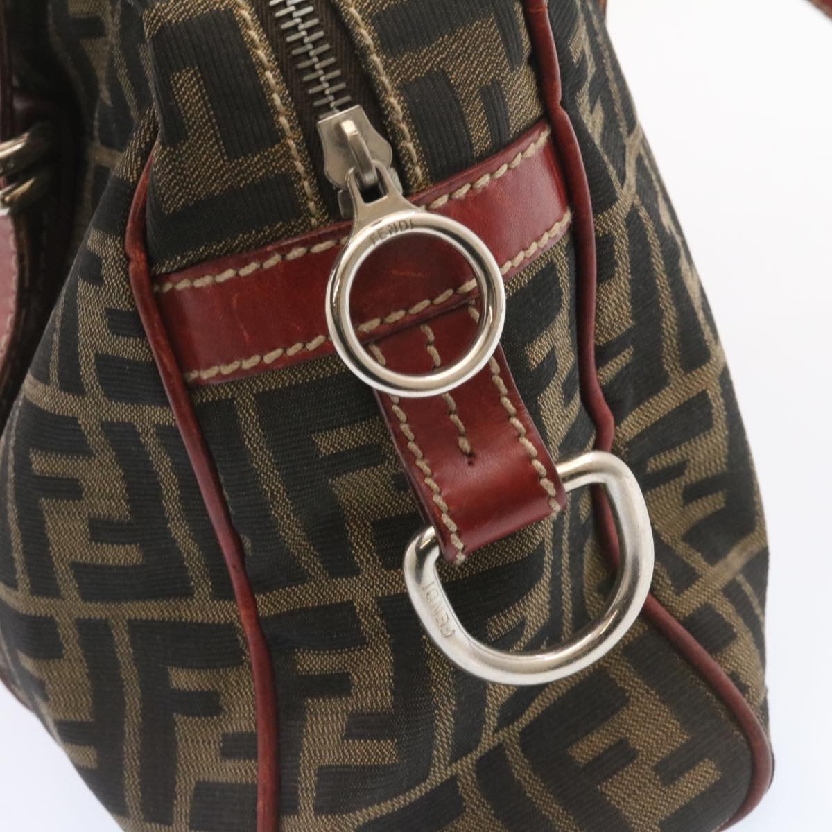 FENDI Zucca Canvas Boston Bag Brown Red am1732g