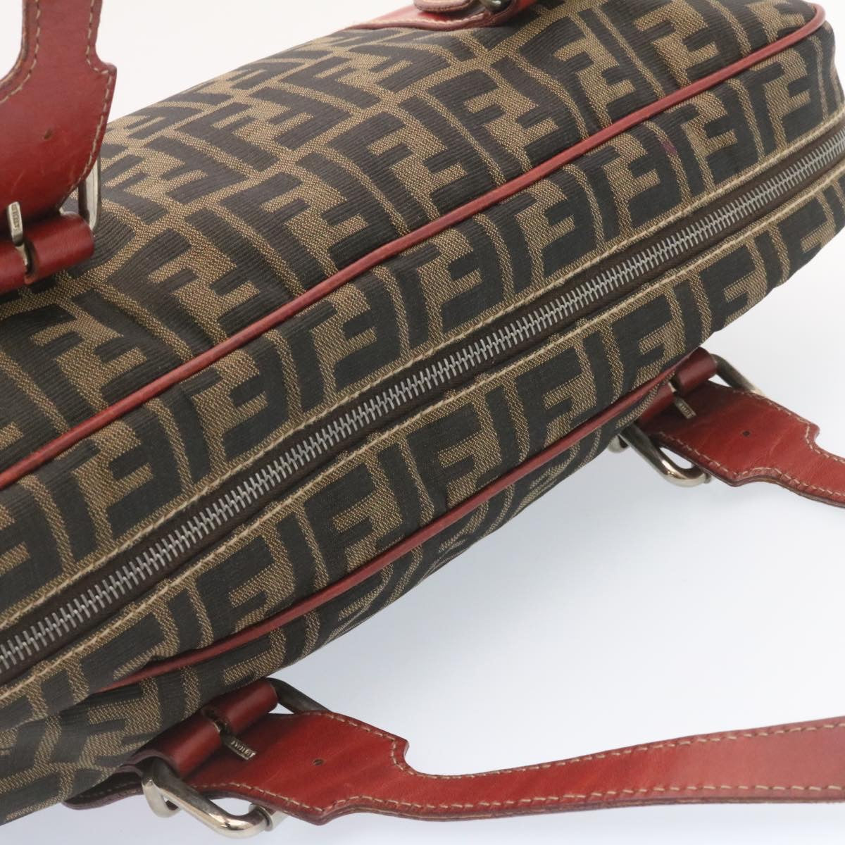 FENDI Zucca Canvas Boston Bag Brown Red am1732g