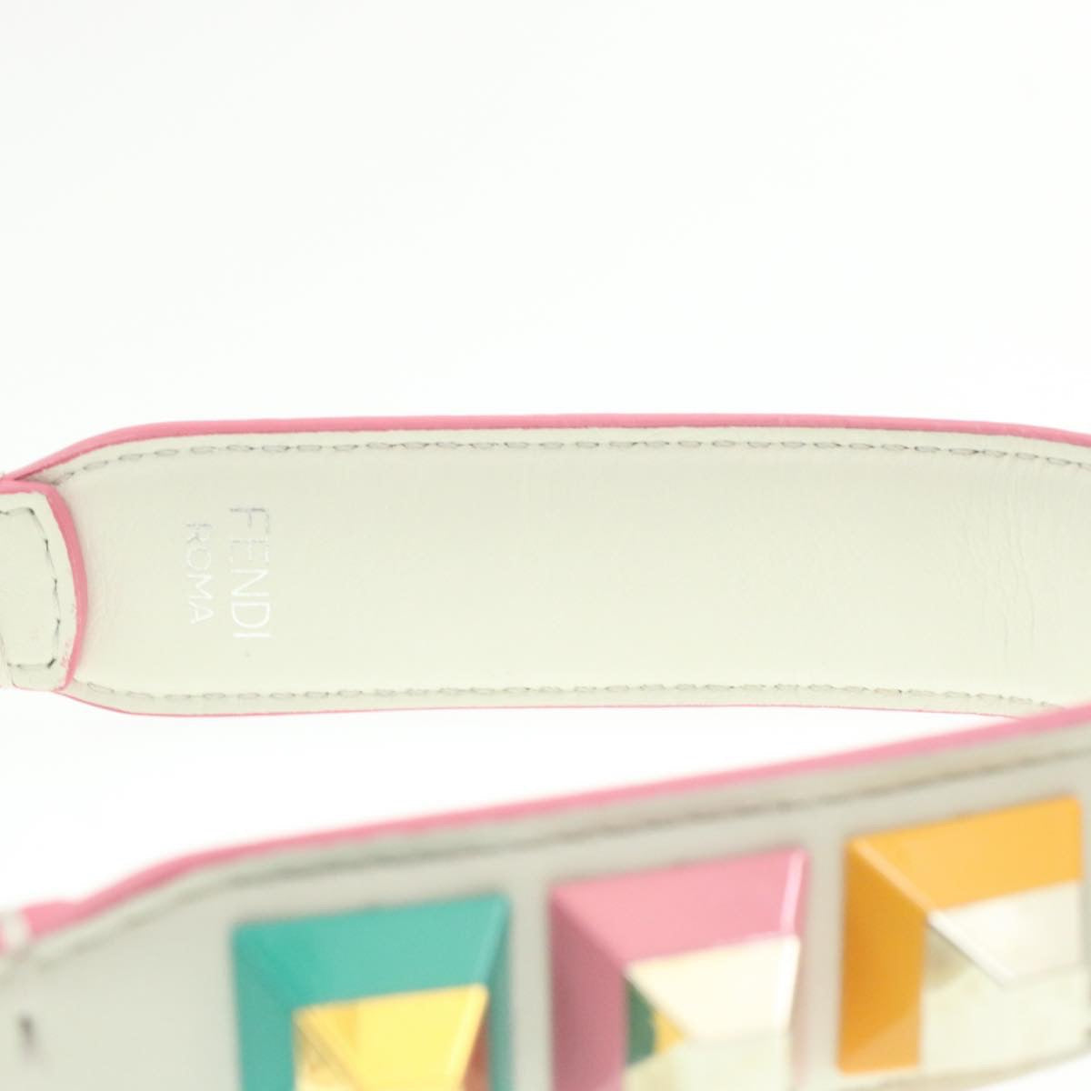 FENDI Shoulder Strap Leather White Multicolor am189g