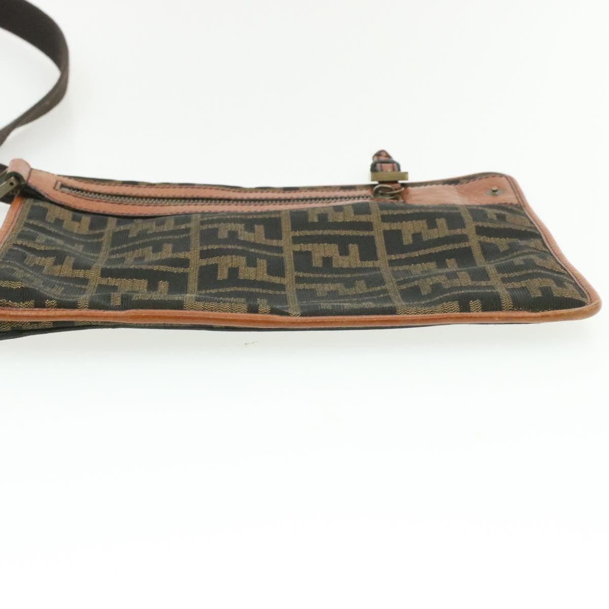FENDI Zucca Canvas Shoulder Bag Black Brown am192g