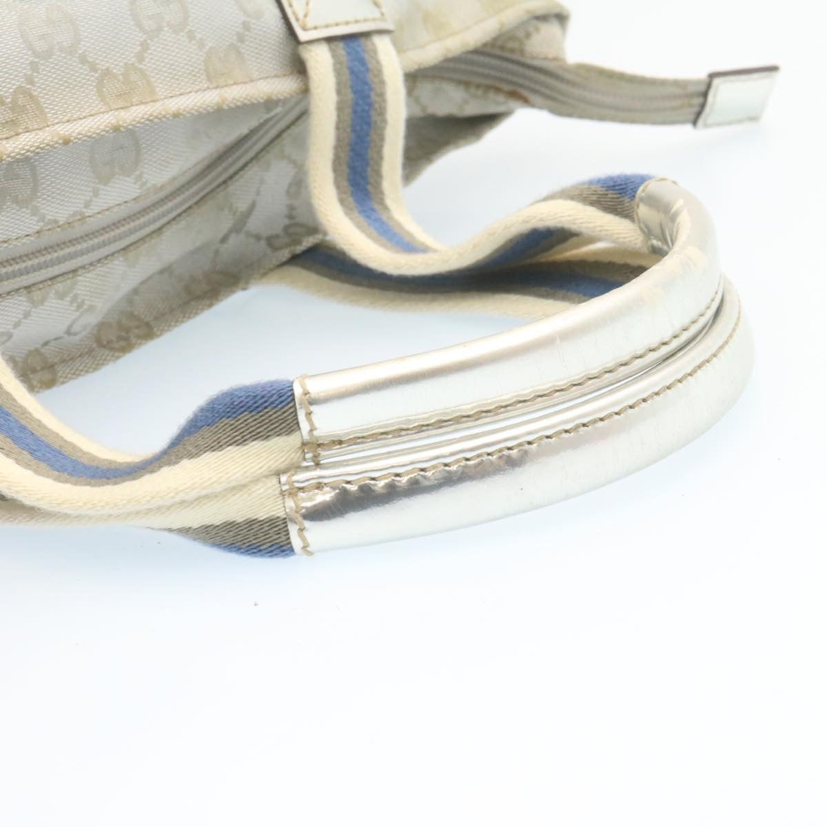 GUCCI Sherry Line GG Canvas Tote Bag Silver Blue am1955g