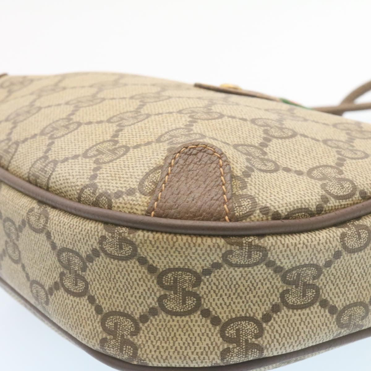 GUCCI Web Sherry Line GG Canvas Shoulder Bag Beige Red Green am1986g