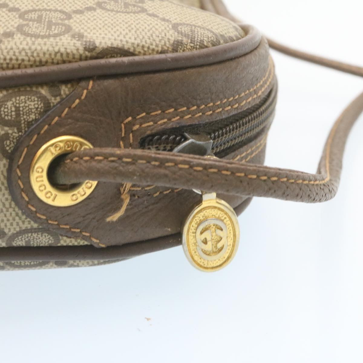 GUCCI Web Sherry Line GG Canvas Shoulder Bag Beige Red Green am1986g