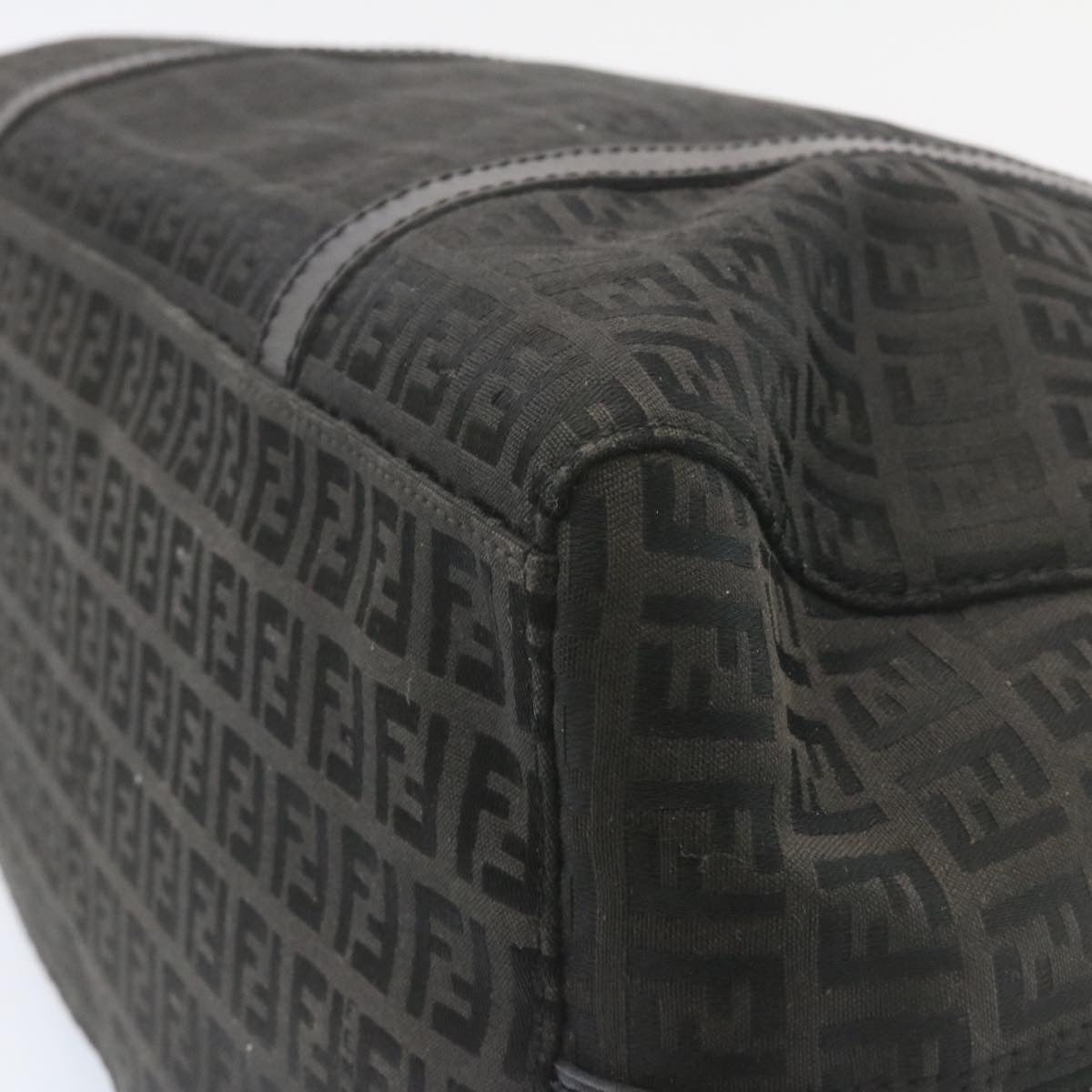 FENDI Zucchino Canvas Hand Bag Canvas Black am2016g