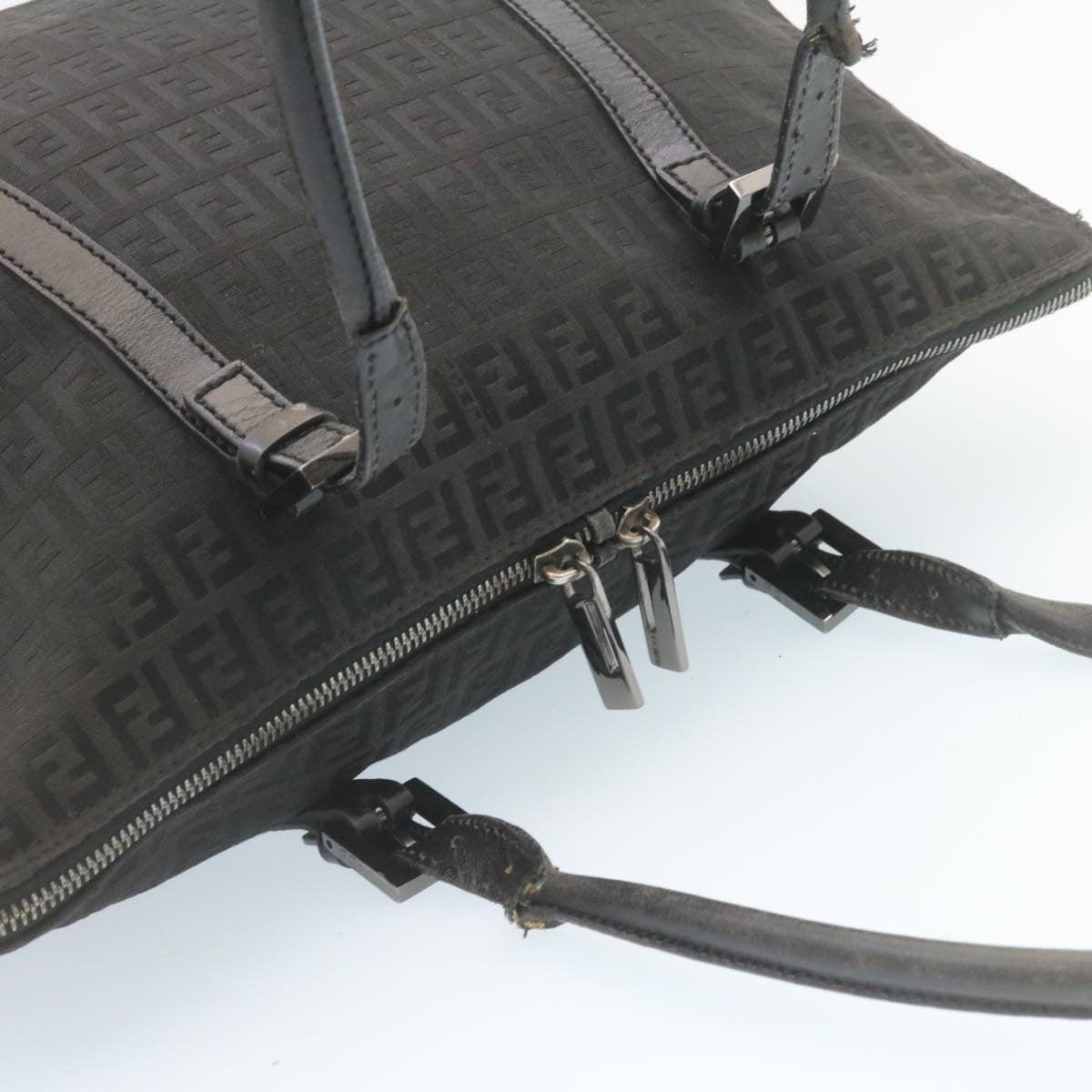 FENDI Zucchino Canvas Hand Bag Canvas Black am2016g