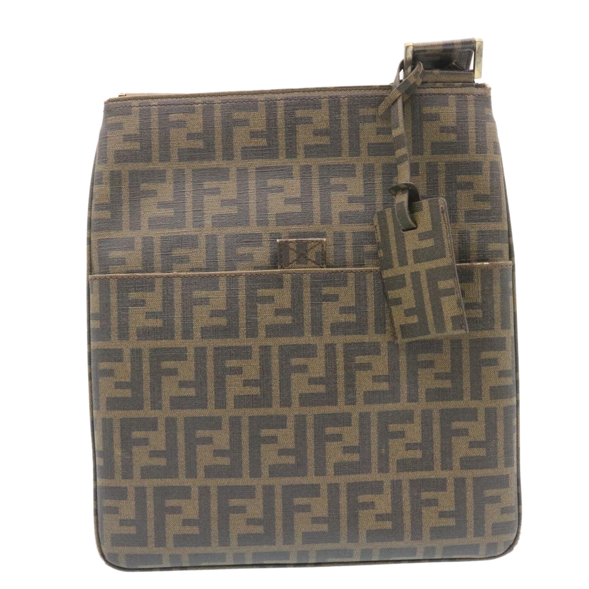 FENDI Zucca Canvas Shoulder Bag Canvas Brown Black am2051g