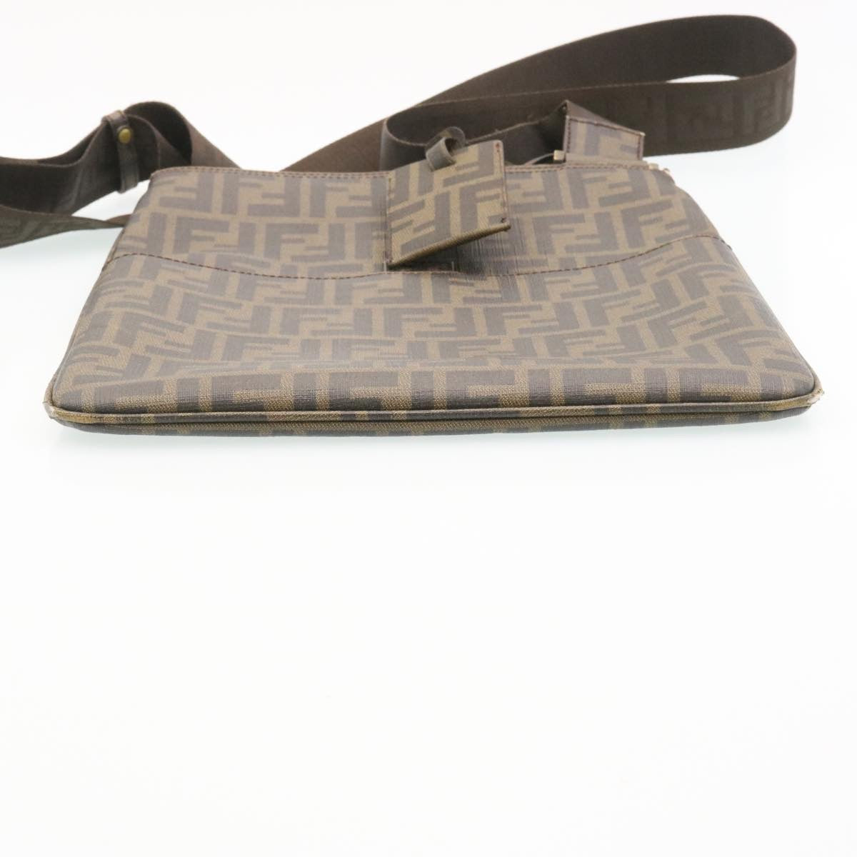 FENDI Zucca Canvas Shoulder Bag Canvas Brown Black am2051g
