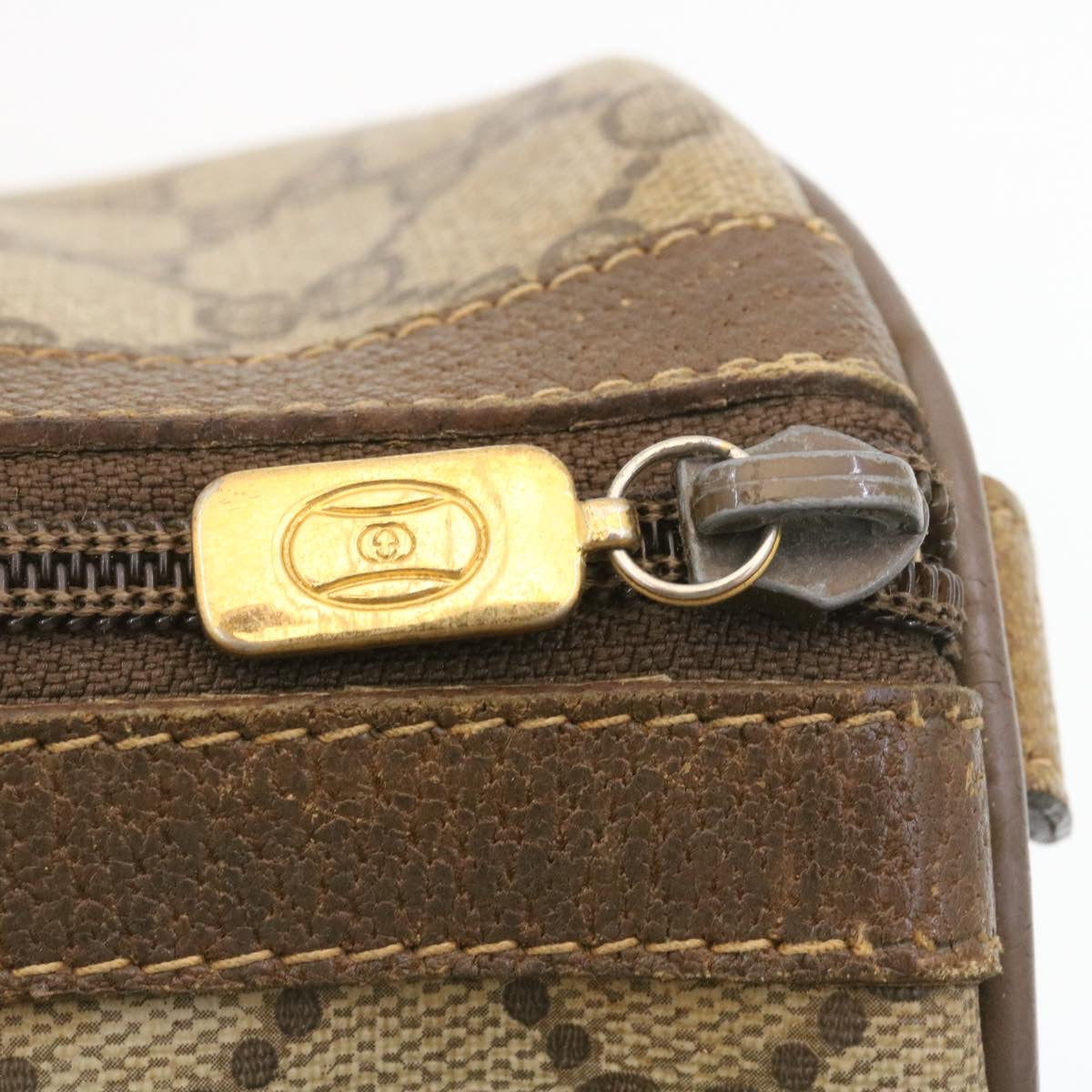 GUCCI Web Sherry Line GG Canvas Hand Bag Brown Red Green am2077g