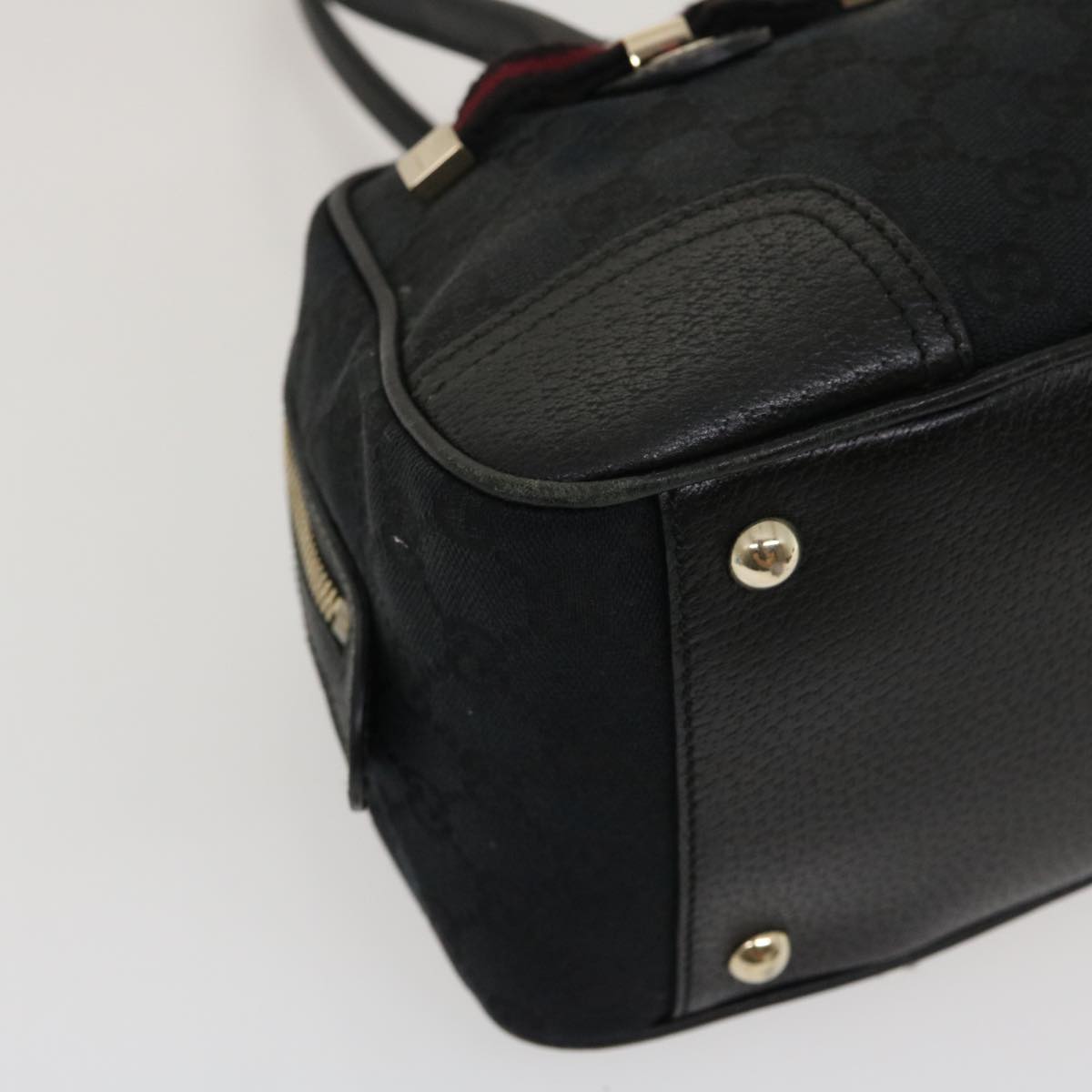 GUCCI Web Sherry Line GG Canvas Hand Bag Black Red Green am2453g