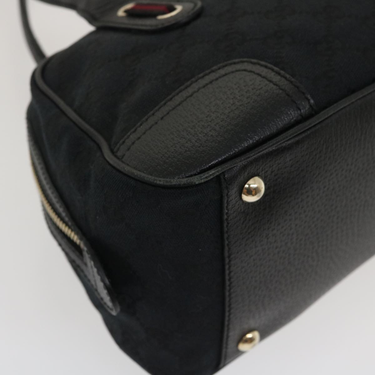 GUCCI Web Sherry Line GG Canvas Hand Bag Black Red Green am2453g