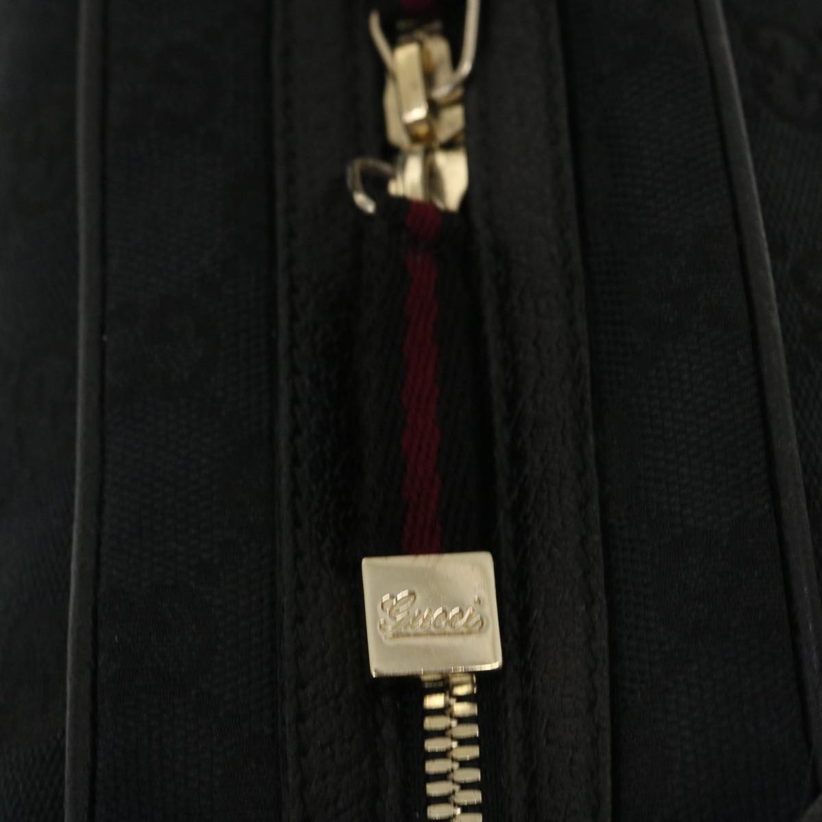 GUCCI Web Sherry Line GG Canvas Hand Bag Black Red Green am2453g