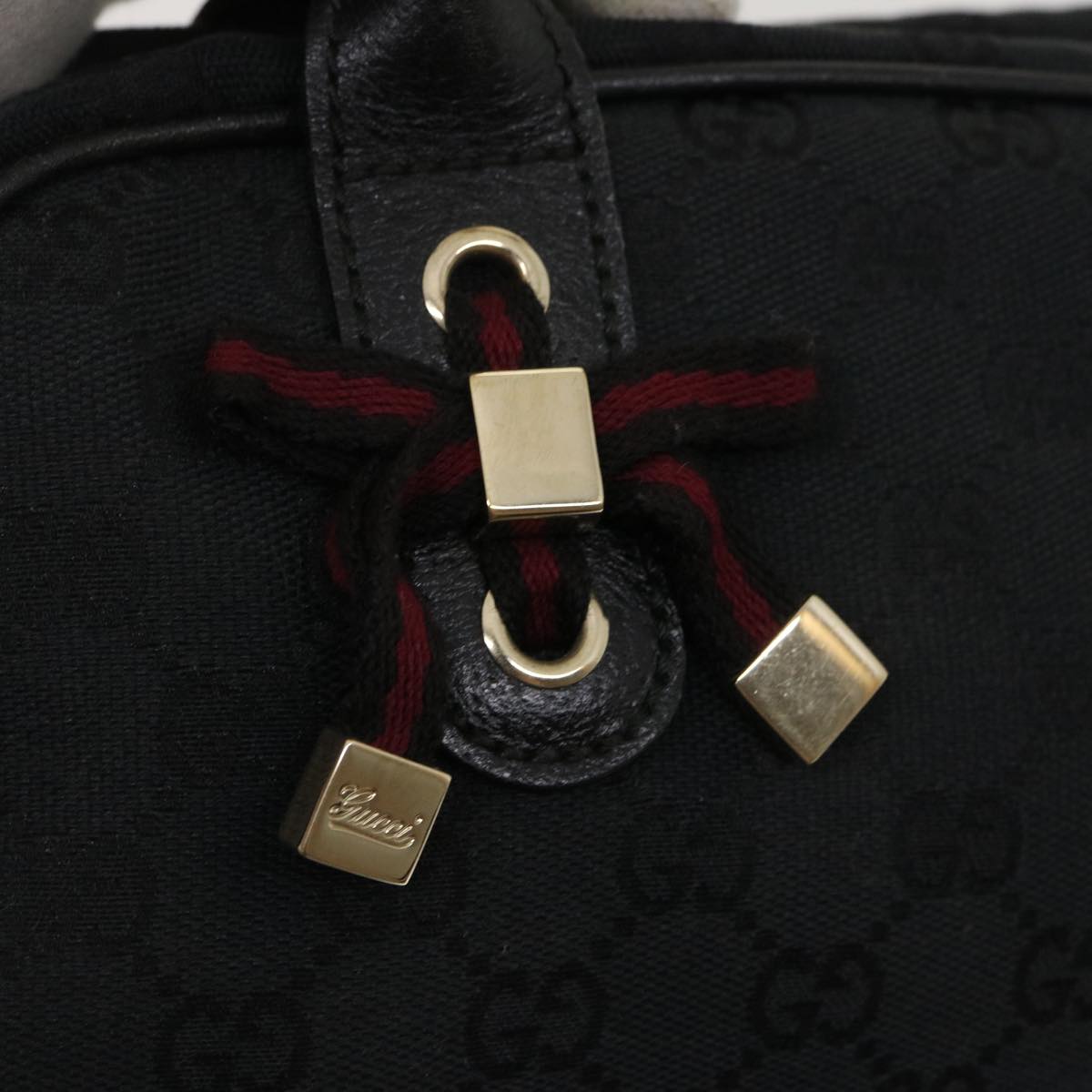 GUCCI Web Sherry Line GG Canvas Hand Bag Black Red Green am2453g
