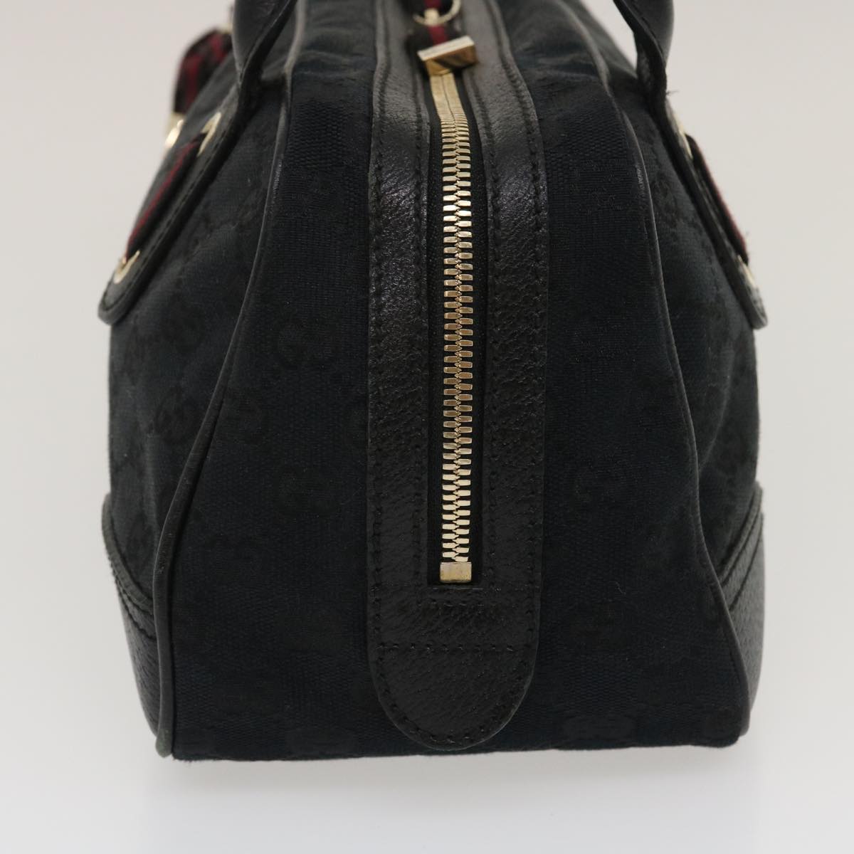 GUCCI Web Sherry Line GG Canvas Hand Bag Black Red Green am2453g