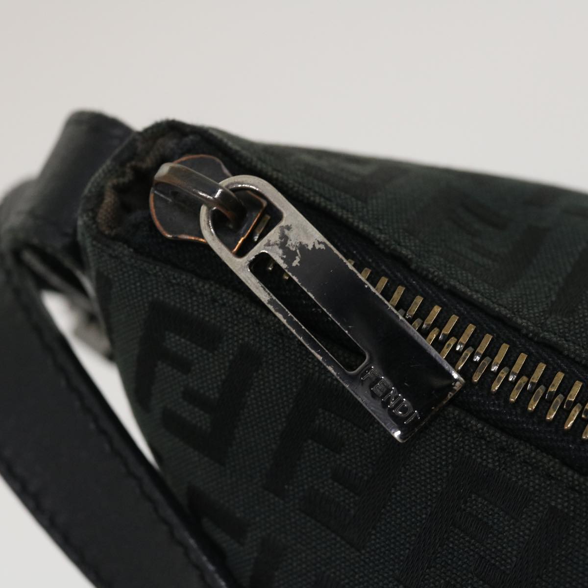 FENDI Zucchino Canvas Shoulder Bag Black am2528g