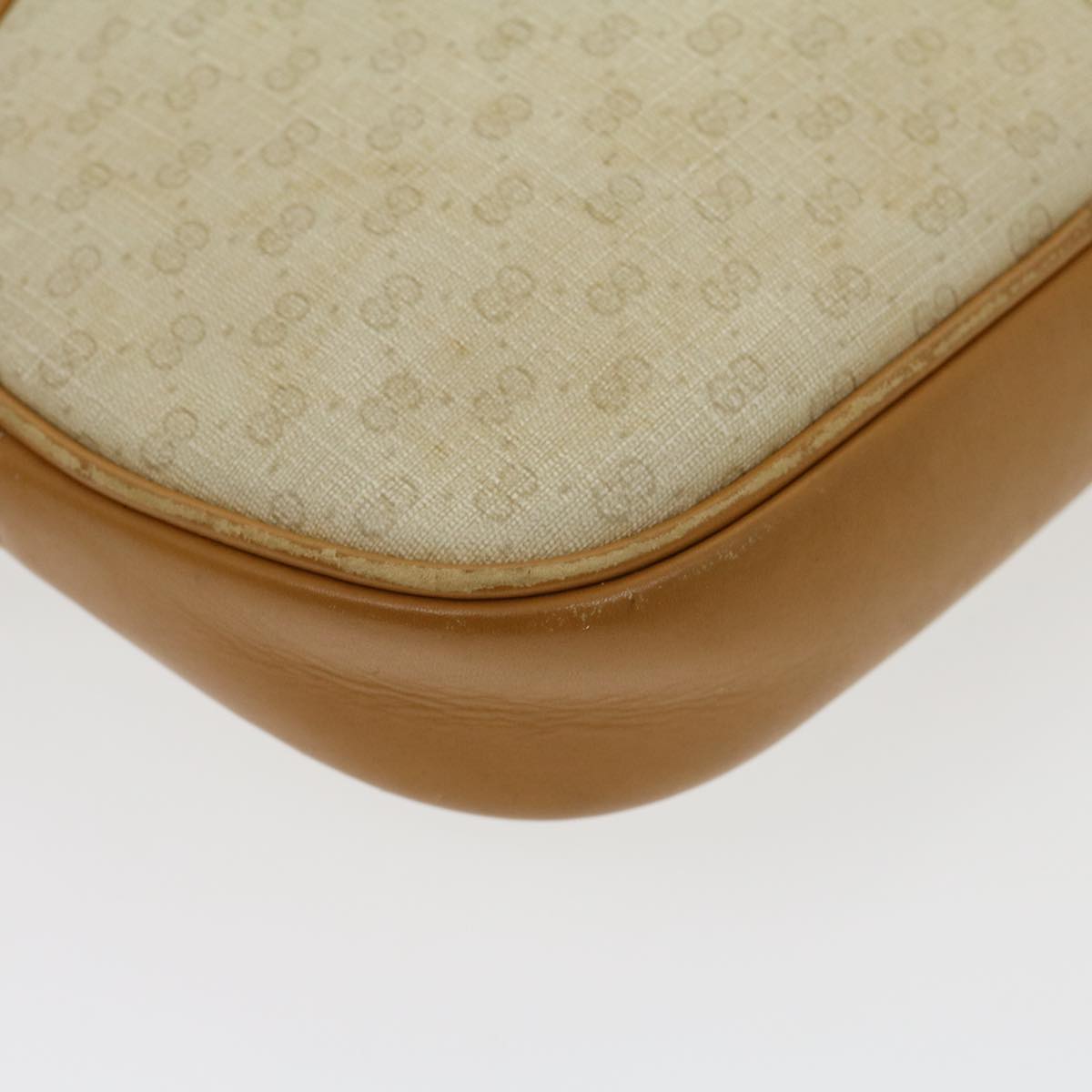 GUCCI Micro GG Canvas Shoulder Bag PVC Leather Beige Brown am2614g