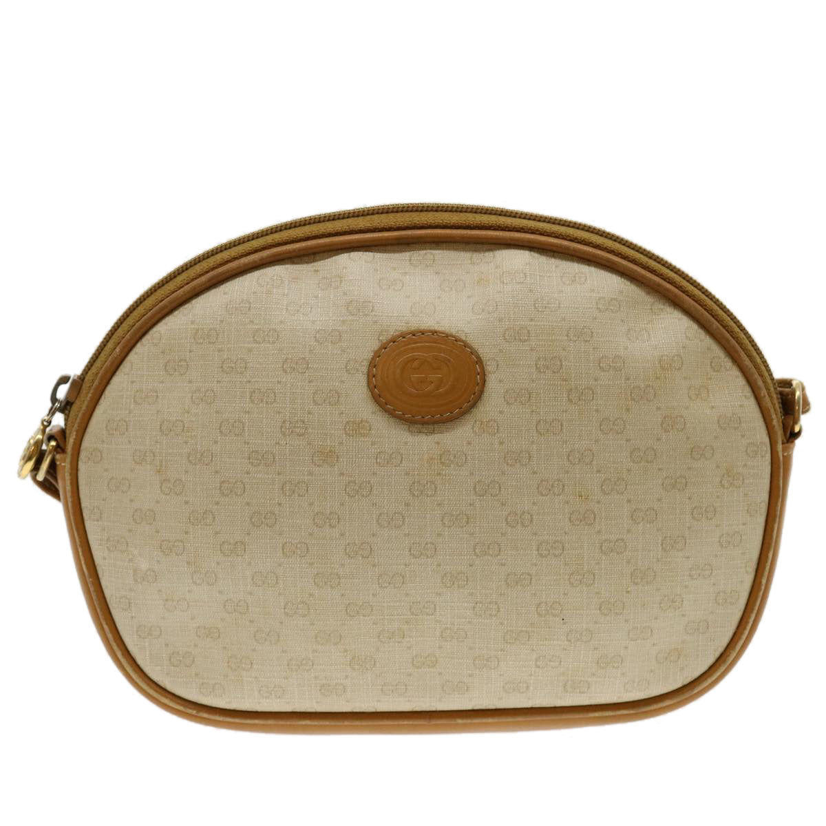 GUCCI Micro GG Canvas Shoulder Bag PVC Leather Beige Brown am2614g