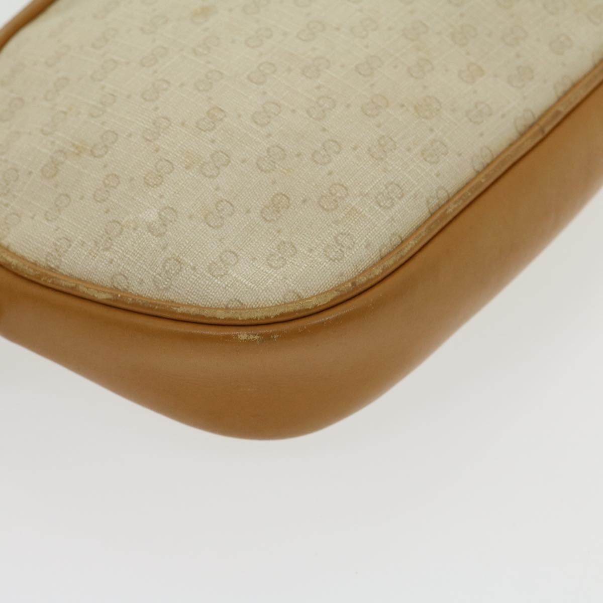 GUCCI Micro GG Canvas Shoulder Bag PVC Leather Beige Brown am2614g