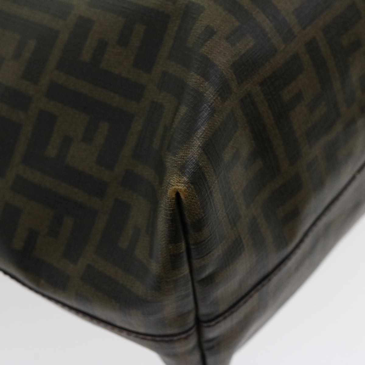 FENDI Zucca Canvas Tote Bag PVC Leather Brown Black am2618g