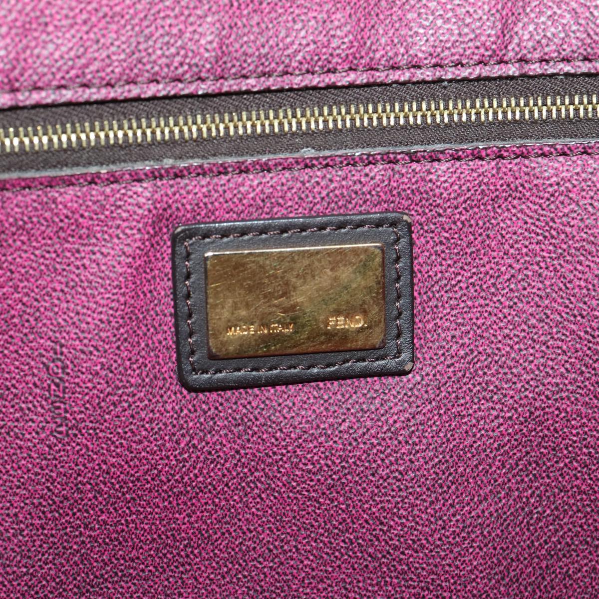 FENDI Zucca Canvas Tote Bag PVC Leather Brown Black am2618g