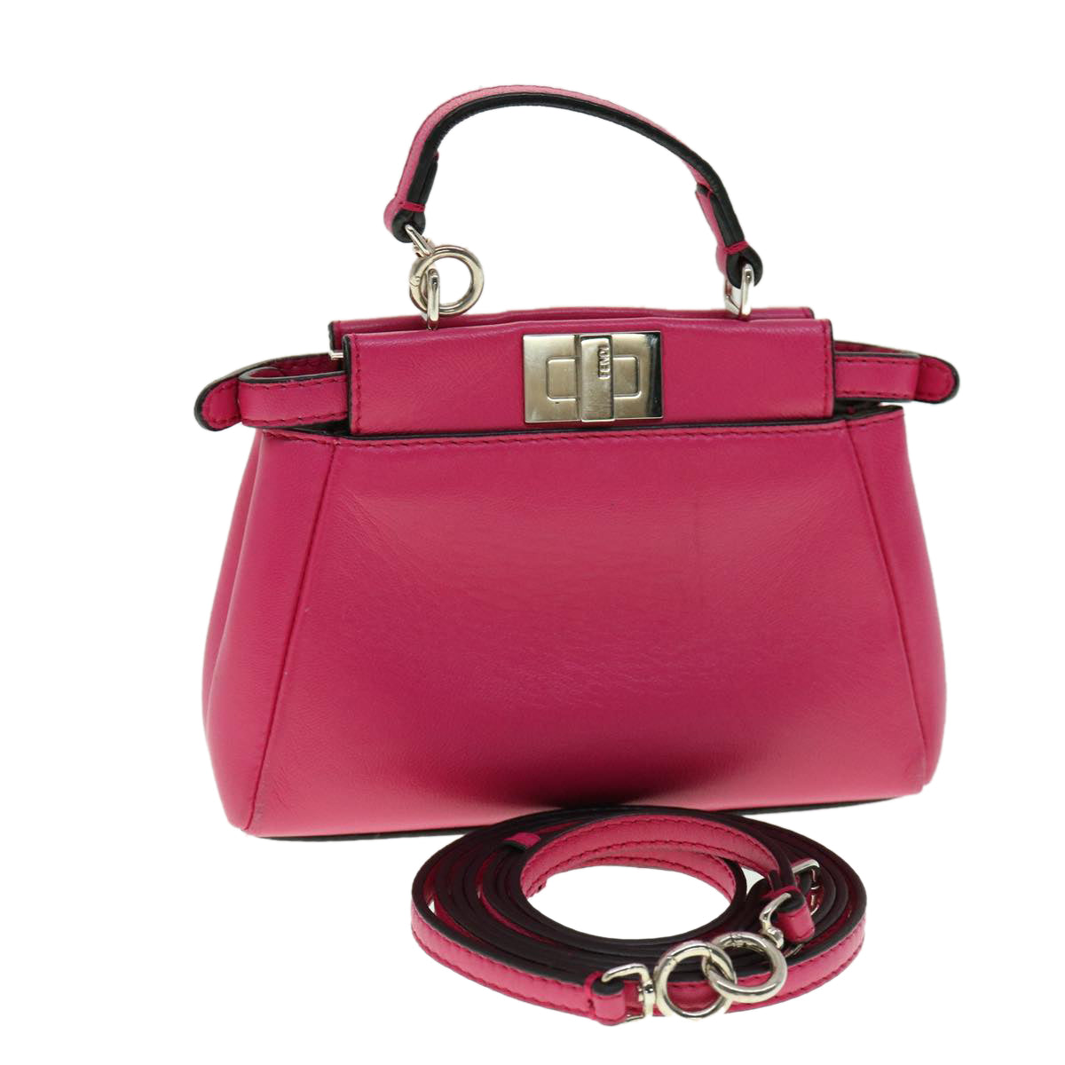 FENDI Micro Peek A Boo Hand Bag Leather 2way Pink am2705gA