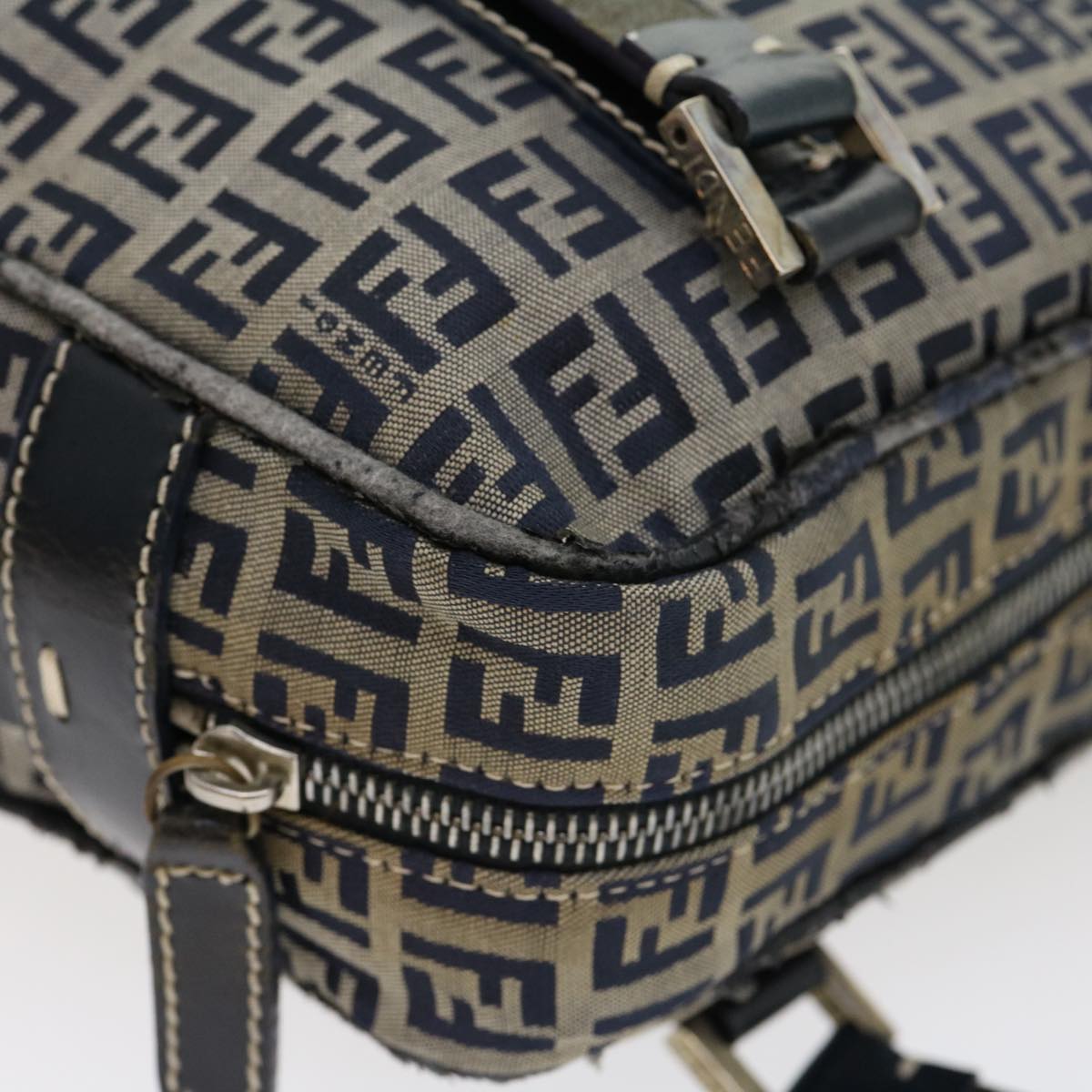 FENDI Zucchino Canvas Hand Bag Navy am2737g