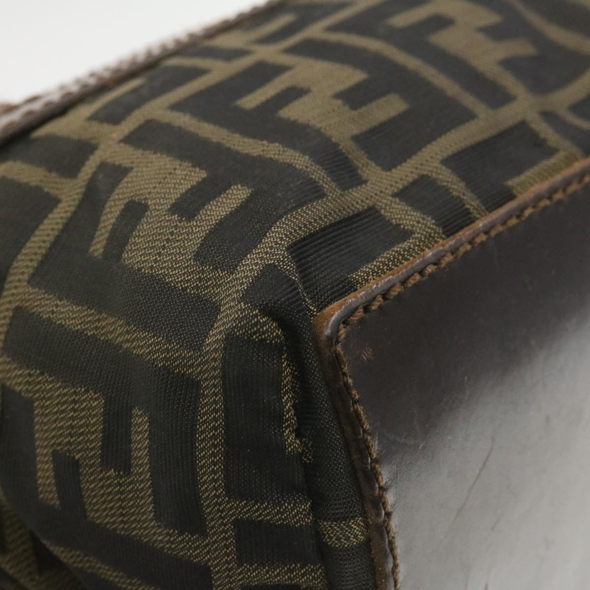 FENDI Zucca Canvas Hand Bag Brown Black **Sticky am375g