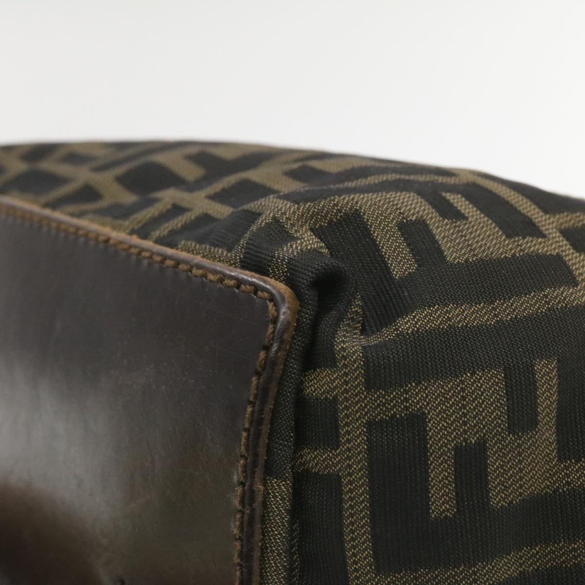 FENDI Zucca Canvas Hand Bag Brown Black **Sticky am375g