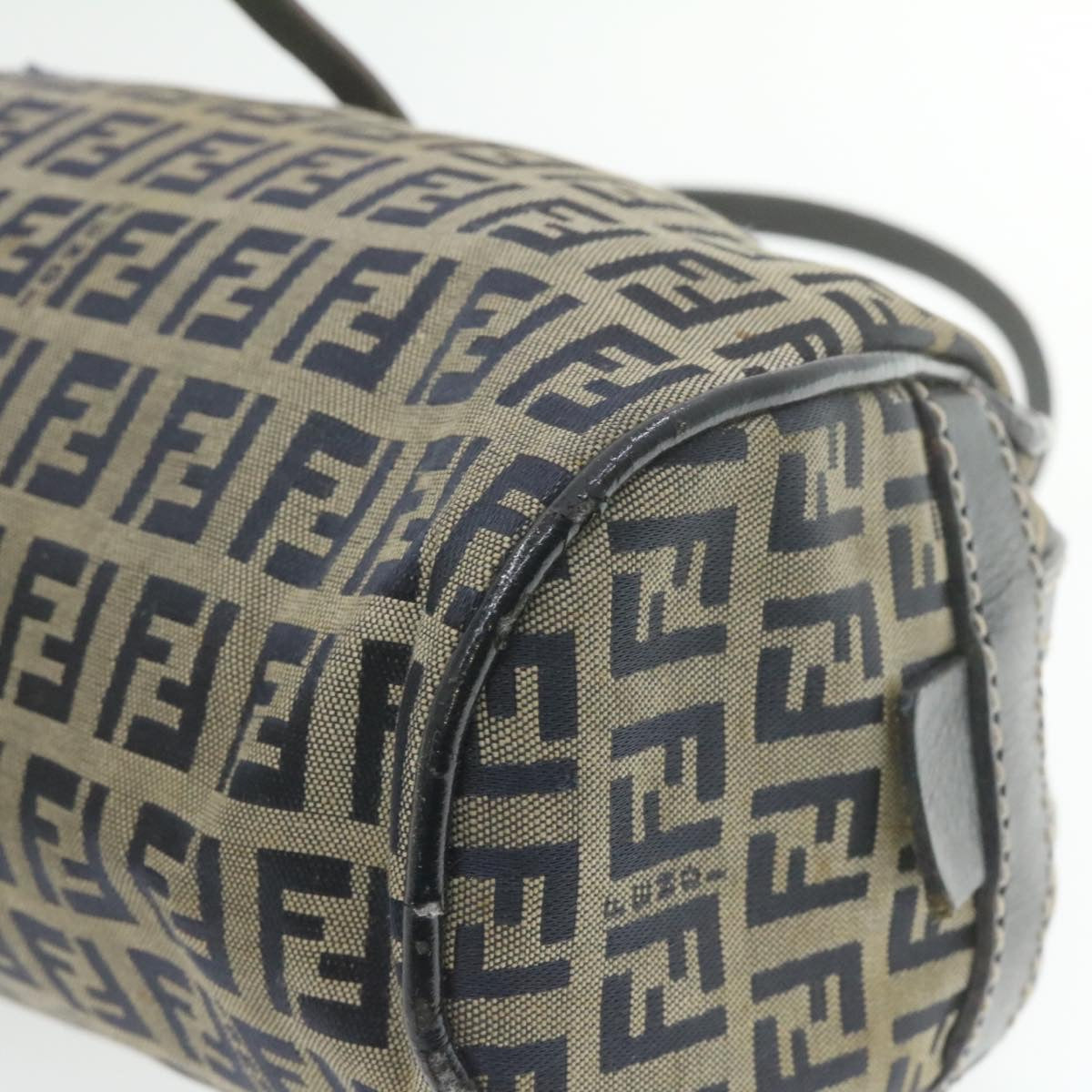 FENDI Zucchino Canvas Hand Bag Navy Blue am577g