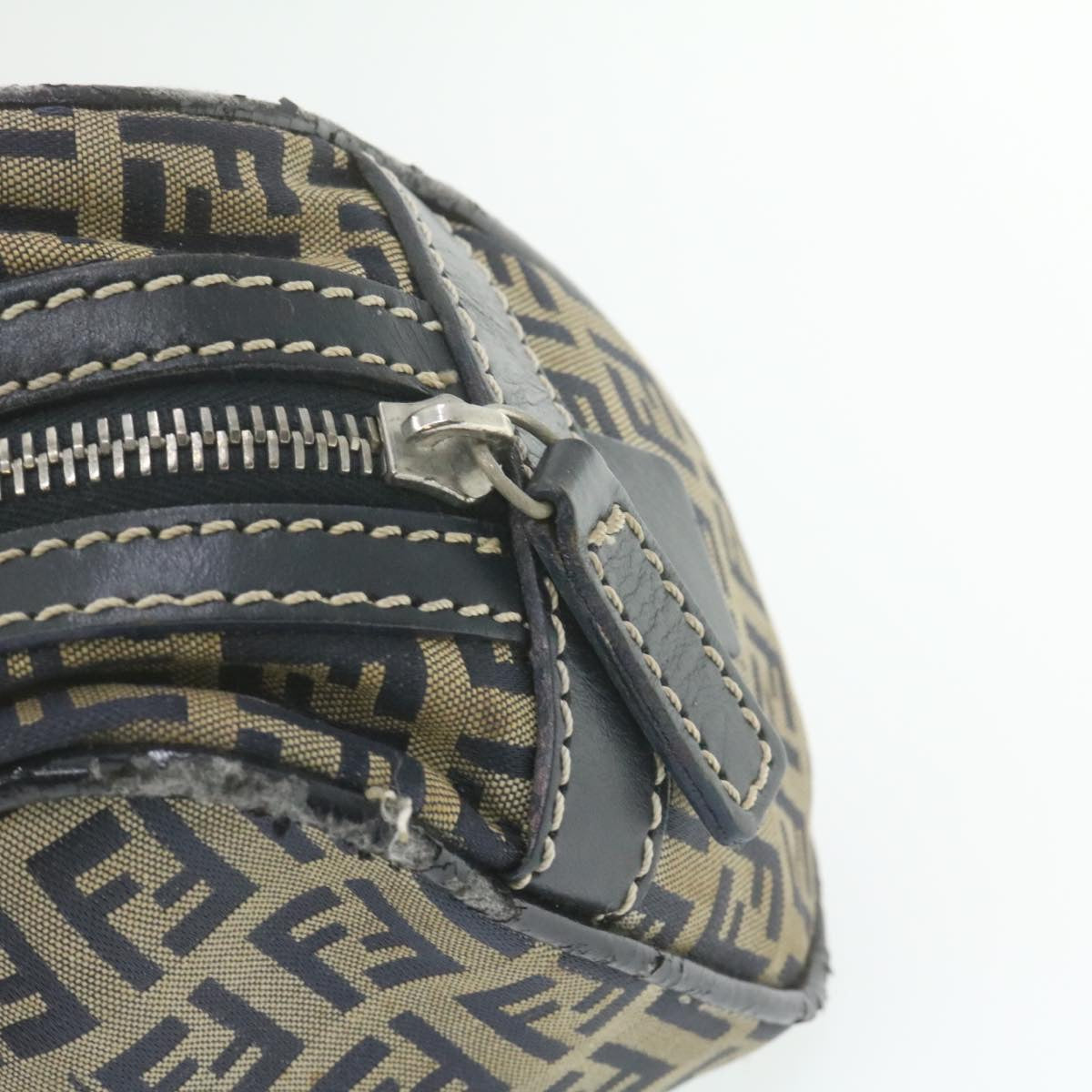 FENDI Zucchino Canvas Hand Bag Navy Blue am577g